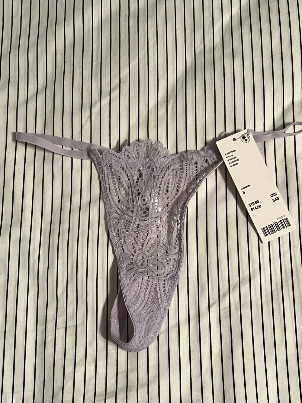 NWT Urban Outfitters Lavender Lace Thong with a High Cut Leg, Size S
